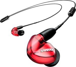 SHURE SE535LTD+UNI-EFS наушники внутриканальные (наушники вставные), три драйвера, цвет `сияющий красный`. Кабель TRRS