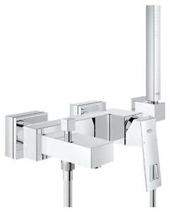 Комплект смесителей для ванной комнаты GROHE Eurocube 23141000 + 23140000 (для раковины со средним изливом + для ванны