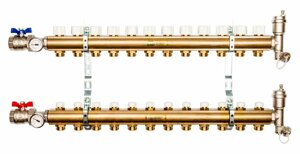 Коллектор распределительный STOUT из латуни без расходомеров 12 выходов SMB 0468 000012