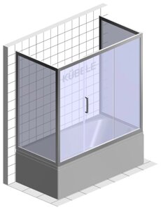 Шторка в ванну Kubele DE019P3U 85x150x150 см, стекло матовое 6 мм, профиль белый матовый