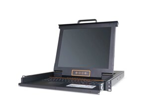 Выдвижная Консоль Kinan LCD KVM over IP высокой плотности по кабелю Cat 5 17quot;, Клавиатура, Тачпад, TFT-дисплей, 16