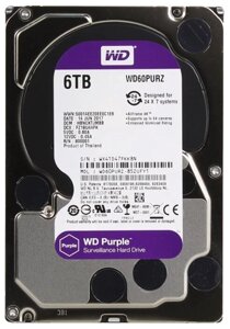 Жесткий диск WD Purple WD60PURZ, 6Тб, HDD, SATA III, 3.5