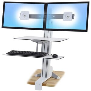 Рабочее место Ergotron 33-349-211, WorkFit-S, Dual Monitor Worksurface+