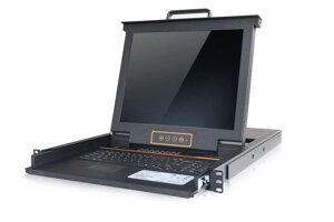 Выдвижная LCD KVM over IP консоль Kinan 17quot;, PS/2+USB, Клавиатура Ultra-Slim, Тачпад, TFT-дисплей, 16 портов,