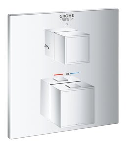 Термостатический смеситель для душа GROHE Grohtherm Cube с переключателем на 2 положения верхний/ручной душ, внешняя