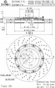 Тормозной диск Brembo 09B38613