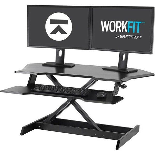 Платформа Ergotron 33-468-921 WorkFit Corner Standing Desk Converter, чёрная от компании MetSnab - фото 1