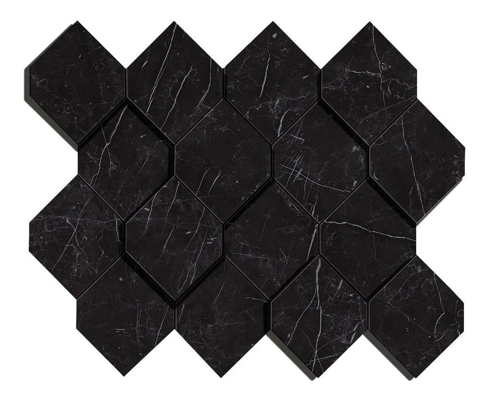 Плитка Atlas Concorde Marvel Stone Marvel Nero Marquina Mosaico Esagono 3D AS4B 28,2X35,3 от компании MetSnab - фото 1