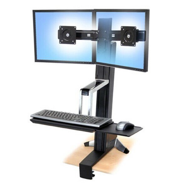 Рабочее место Ergotron 33-341-200, WorkFit-S, Dual HD Sit-Stand Workstation от компании MetSnab - фото 1