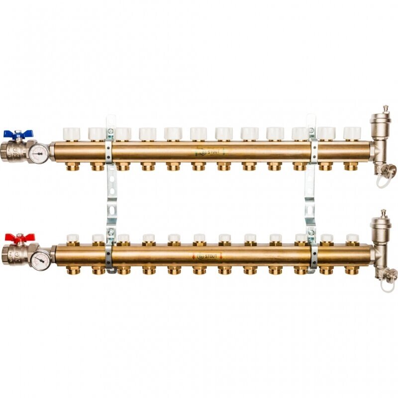Распределительный коллектор STOUT SMB 0468 000012 без расходомеров 12 вых. от компании MetSnab - фото 1