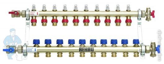 REHAU Коллекторная группа HKV-D RAUTHERM S на 10 выходов, с расходомерами, нерж. сталь от компании MetSnab - фото 1