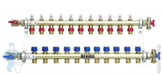 REHAU Коллекторная группа HKV-D RAUTHERM S на 11 выходов, с расходомерами, нерж. сталь от компании MetSnab - фото 1