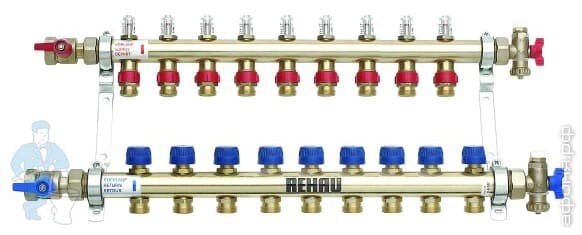 REHAU Коллекторная группа HKV-D RAUTHERM S на 9 выходов, с расходомерами, нерж. сталь от компании MetSnab - фото 1