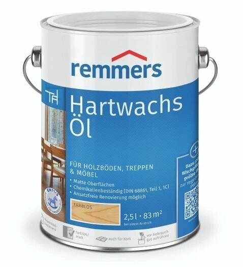 Remmers Hartwachs-Öl Масло для деревянных лестниц и паркета (20 л Тик / Teak ) от компании MetSnab - фото 1