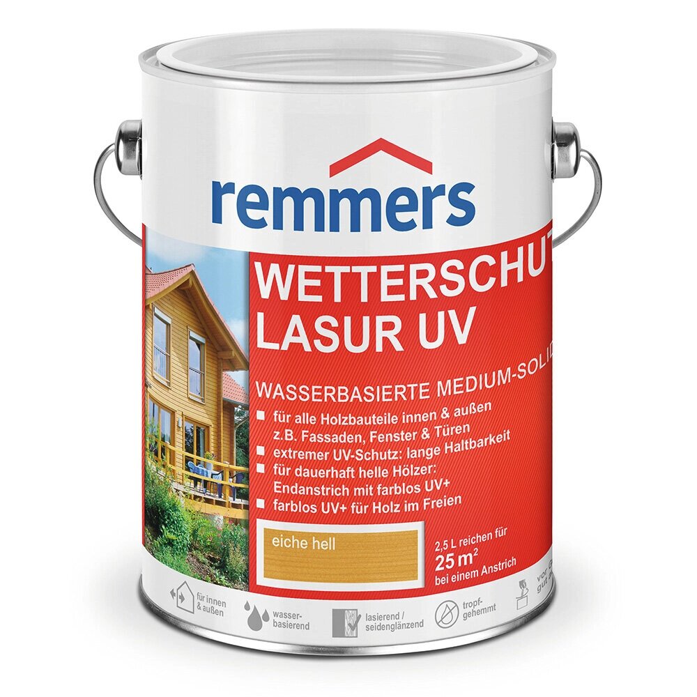 Remmers Wetterschutz-Lasur UV+ Лазурь с повышенной защитой от УФ (20 л 1555 Дуб светлый / eiche hell ) от компании MetSnab - фото 1