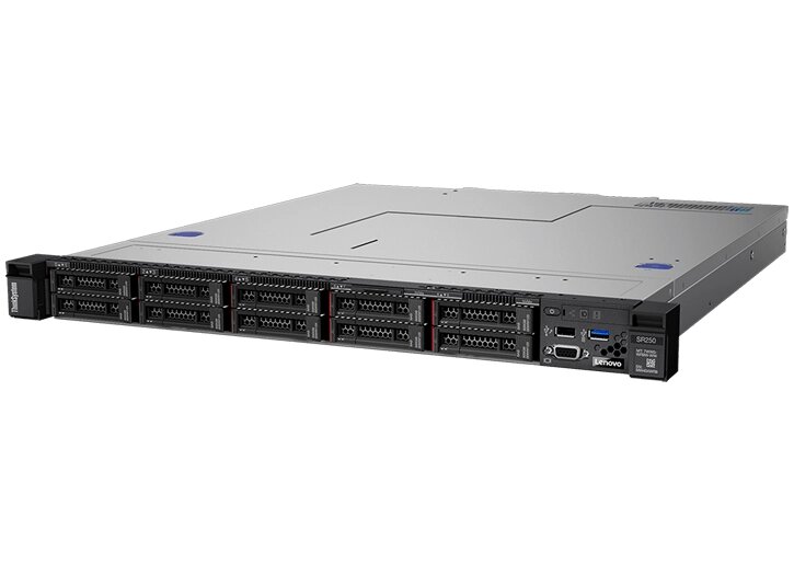 Сервер Lenovo TCH ThinkSystem SR250 Rack 1U, 1xIntel Xeon E-2124 4C (3.3GHz/71W), 16GB/2Rx8/2666MHz/1.2V UDIMM, 2x2TB от компании MetSnab - фото 1