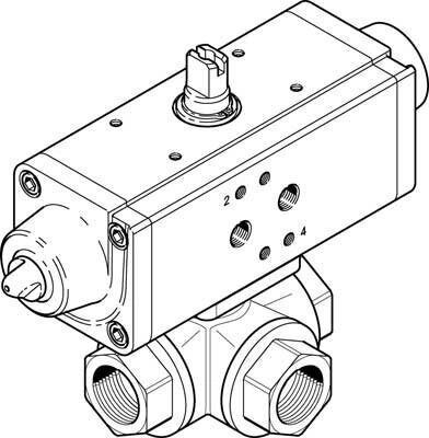 Шаровой кран с приводом Festo VZBA-1/4quot;-GGG-63-32L-F0304-V4V4T-PS30-R-90-4-C PN63 DN8 от компании MetSnab - фото 1