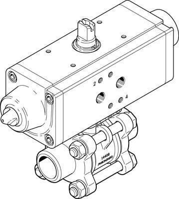 Шаровой кран с приводом Festo VZBA-3/4quot;-WW-63-T-22-F0304-V4V4T-PS30-R-90-4-C DN20 PN63 от компании MetSnab - фото 1