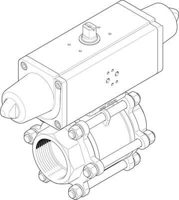 Шаровой кран с приводом Festo VZBA-4quot;-GG-63-T-22-F10-V4V4T-PS240-R-90-4-C DN100 PN63 от компании MetSnab - фото 1