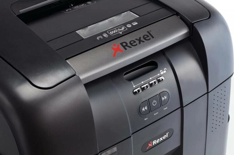 Шредер Rexel Auto+ 600X с автоподачей (секр. P-4)/фрагменты/600лист./80лтр./скрепки/скобы/пл. карты/CD от компании MetSnab - фото 1