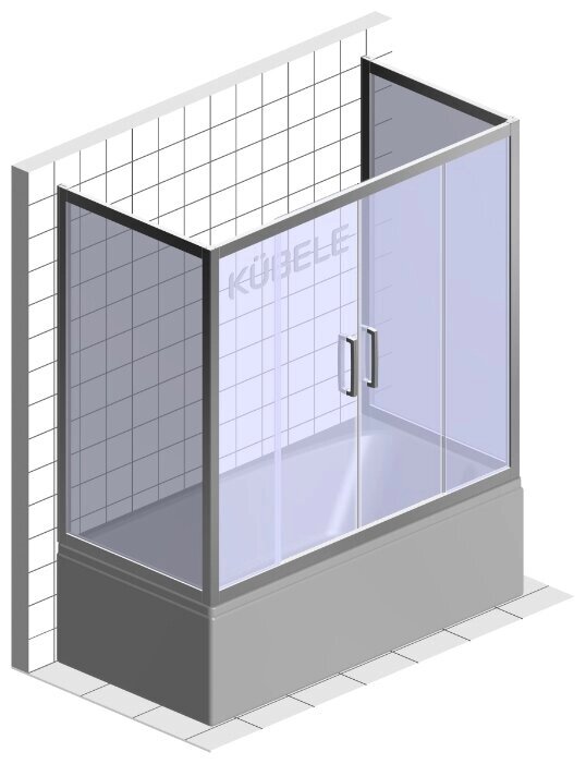 Шторка в ванну Kubele DE019P4U 100x150x150 см, стекло матовое 6 мм, профиль чёрный матовый от компании MetSnab - фото 1