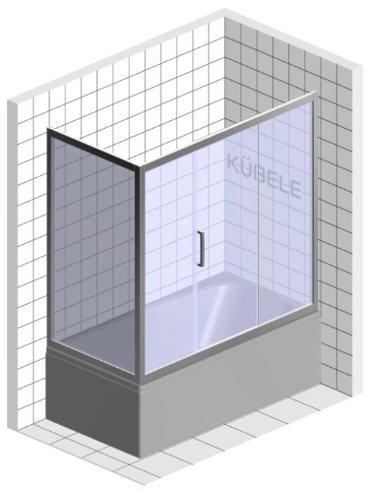 Шторка в ванну Kubele DE019PR3 95x245x150 см, стекло матовое 6 мм, профиль белый матовый от компании MetSnab - фото 1