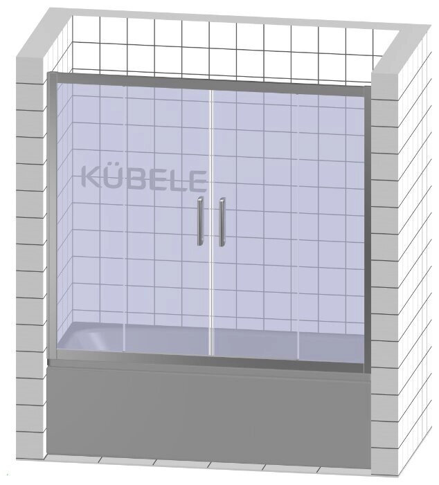 Шторка в ванну Kubele DE019PR4 100x165x150 см, стекло матовое 6 мм, профиль чёрный матовый от компании MetSnab - фото 1