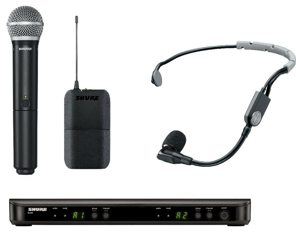 Shure BLX1288E/SM35 радиосистема головная с микрофоном от компании MetSnab - фото 1