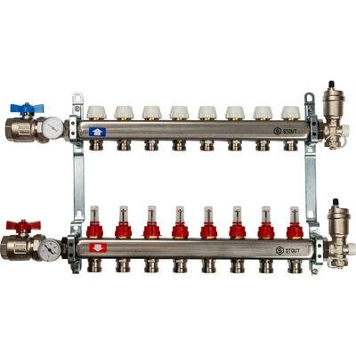 Stout Коллекторная группа нерж. с расходомерами 1 х 8 вых. SMS 0907 000008 от компании MetSnab - фото 1