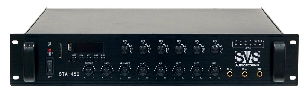 SVS Audiotechnik STA-450 Радиоузел 6 зон, 70/100 В (4, 8, 16 Ом), усилитель мощности 450 Вт от компании MetSnab - фото 1