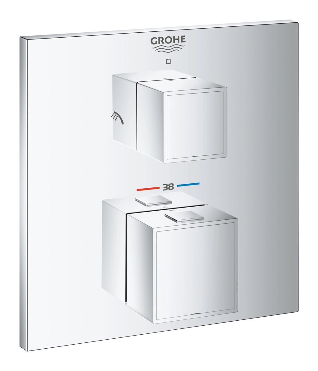 Термостатический смеситель для душа GROHE Grohtherm Cube с переключателем на 2 положения верхний/ручной душ, внешняя от компании MetSnab - фото 1