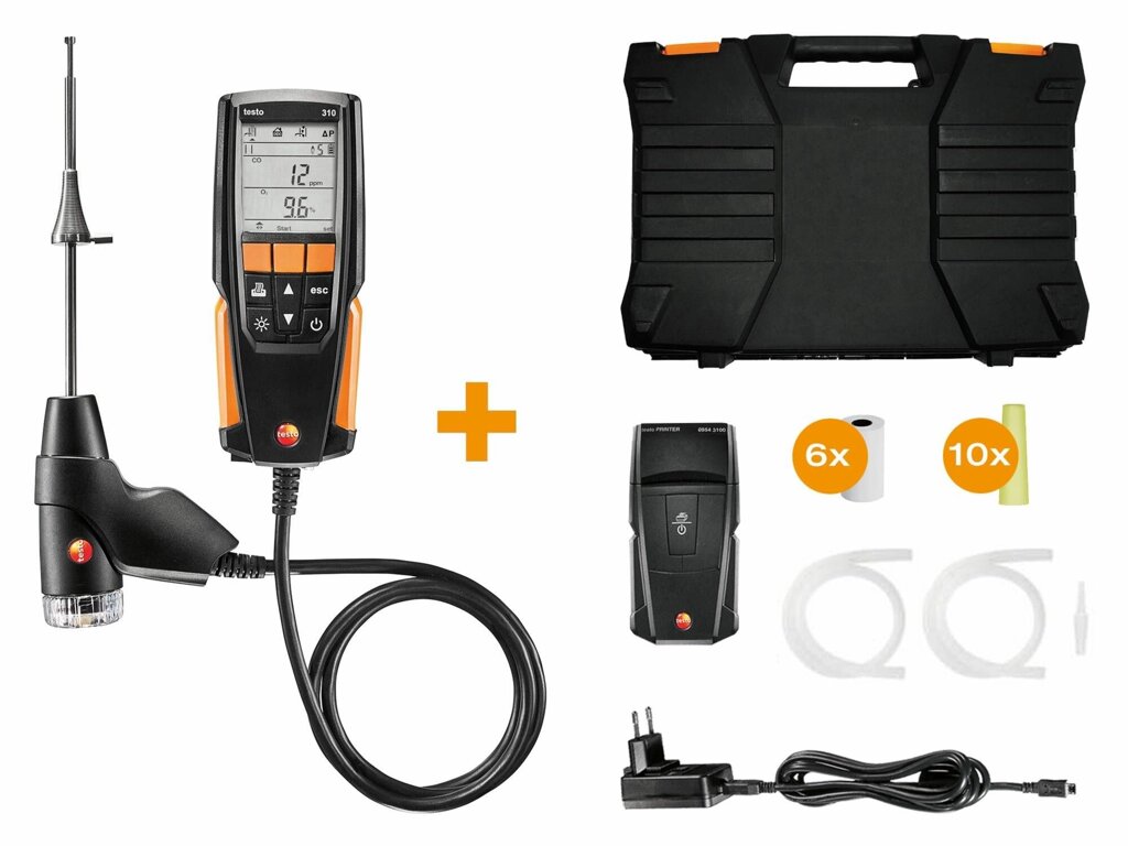 Testo Testo 310 комплекте c ИК принтером с несъемным зондом отбора пробы L = 180 мм, ИК-принтером, в кейсе 0563 3110 от компании MetSnab - фото 1