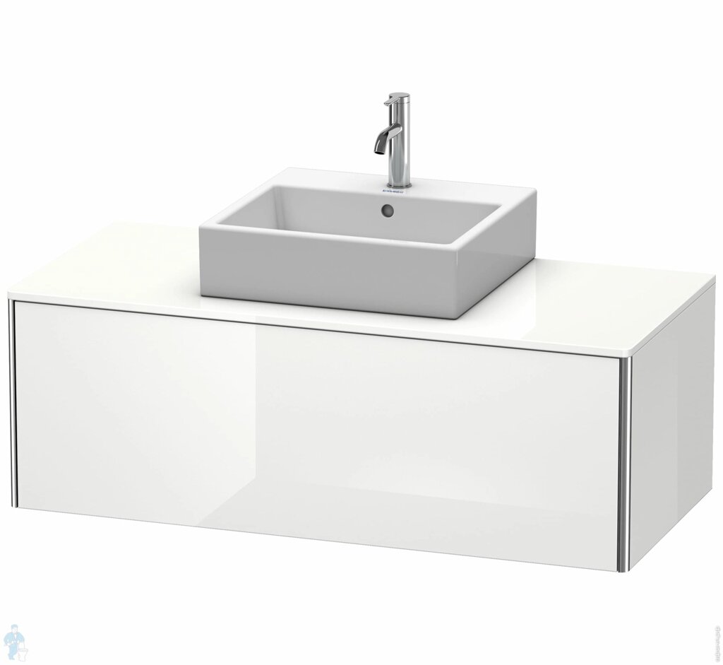 Тумба под раковину Duravit XSquare 1200х400х548 подвесная, 1 ящик, белый глянец XS490202222 от компании MetSnab - фото 1