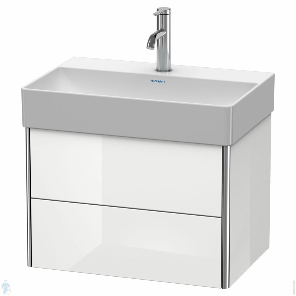 Тумба под раковину Duravit XSquare 584х397х390 подвесная, 2 ящика, белый глянец XS416702222 от компании MetSnab - фото 1