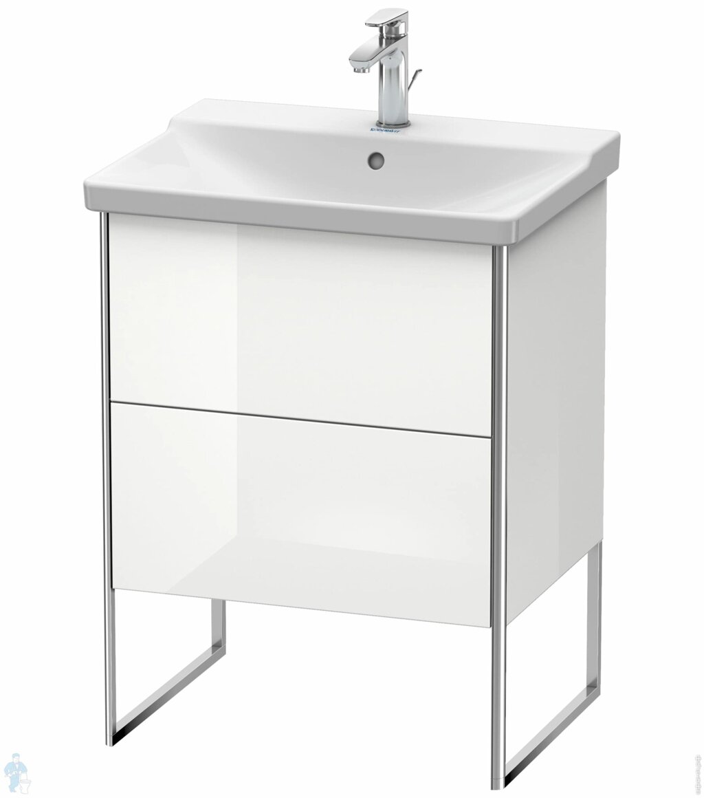 Тумба под раковину Duravit XSquare 610х565х473 напольная, 2 ящика, белый глянец XS446002222 от компании MetSnab - фото 1