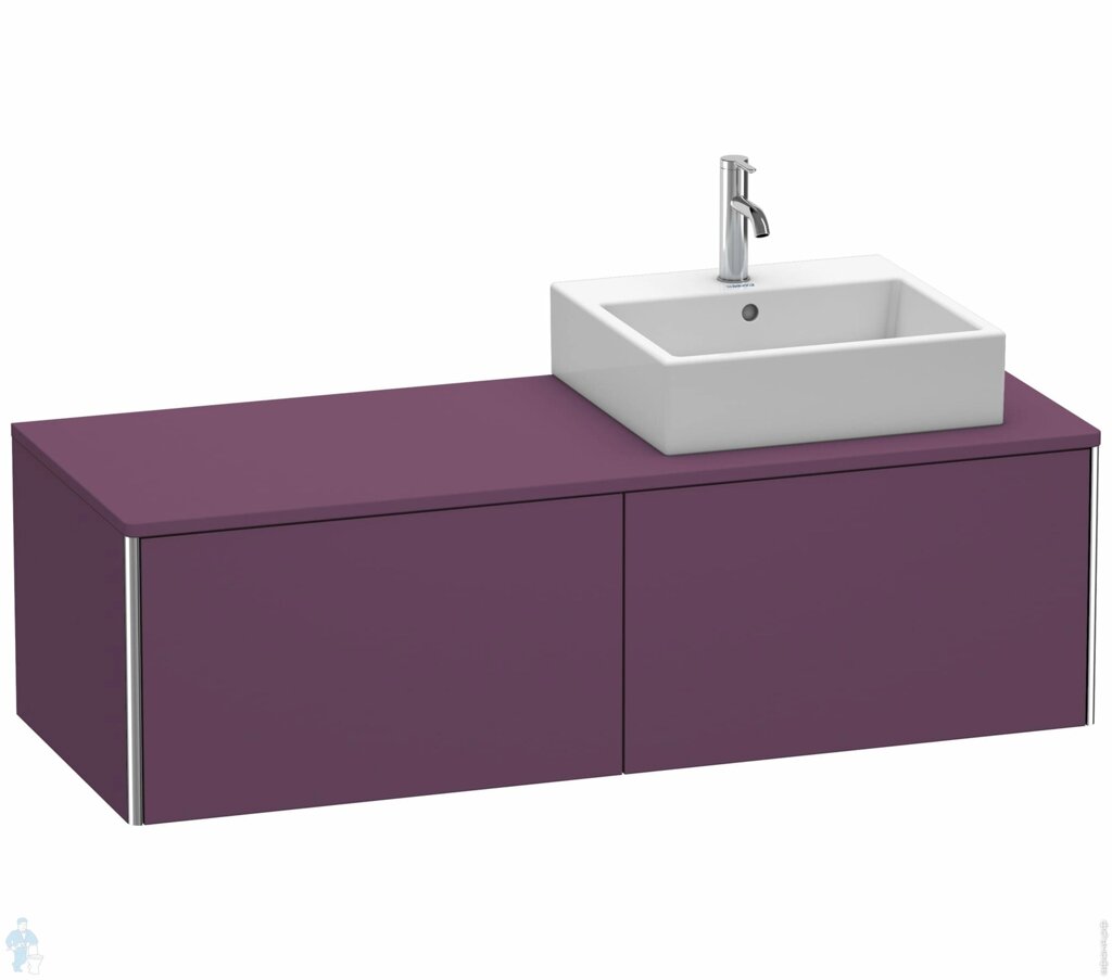 Тумба под раковину справа Duravit XSquare 1400х400х548 подвесная, 2 ящика, лиловый XS4903R9494 от компании MetSnab - фото 1