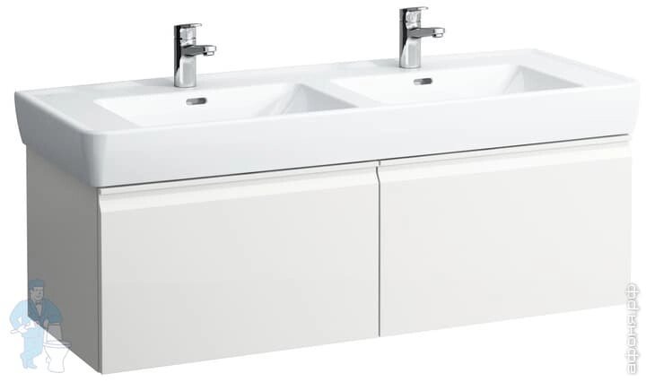 Тумба под умывальник Laufen PRO L 483082 (1220х450х390) подвесная, 2 ящика, белый глянец от компании MetSnab - фото 1