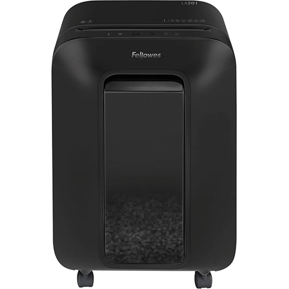 Уничтожитель бумаг Fellowes PowerShred LX201 черный (секр. P-5)/перекрестный/12лист./22лтр./скрепки/скобы/пл. карты от компании MetSnab - фото 1