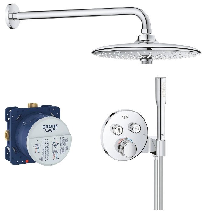 Верхний душ встраиваемый Grohe Grohtherm SmartControl 34744000 хром от компании MetSnab - фото 1