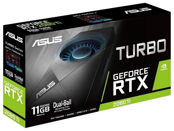 Видеокарта ASUS Turbo GeForce RTX 2080 Ti 1350MHz PCI-E 3.0 11264MB 14000MHz 352 bit HDMI 2xDisplayPort HDCP от компании MetSnab - фото 1