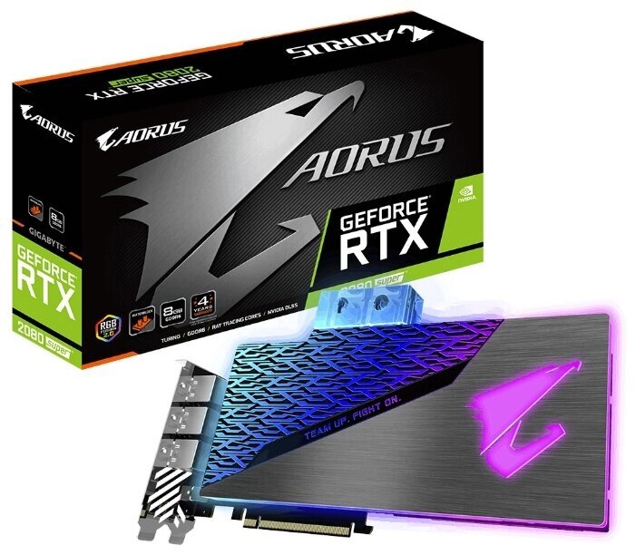 Видеокарта GIGABYTE GeForce RTX 2080 SUPER 1860MHz PCI-E 3.0 8192MB 15500MHz 256 bit 3xHDMI HDCP AORUS WATERFORCE WB от компании MetSnab - фото 1