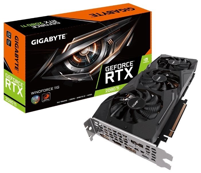 Видеокарта GIGABYTE GeForce RTX 2080 Ti 1545MHz PCI-E 3.0 11264MB 14000MHz 352 bit HDMI 3xDisplayPort HDCP WINDFORCE от компании MetSnab - фото 1