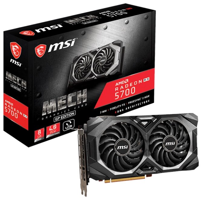 Видеокарта MSI Radeon RX 5700 1465MHz PCI-E 4.0 8192MB 14000MHz 256 bit 3xDisplayPort HDMI HDCP MECH GP от компании MetSnab - фото 1