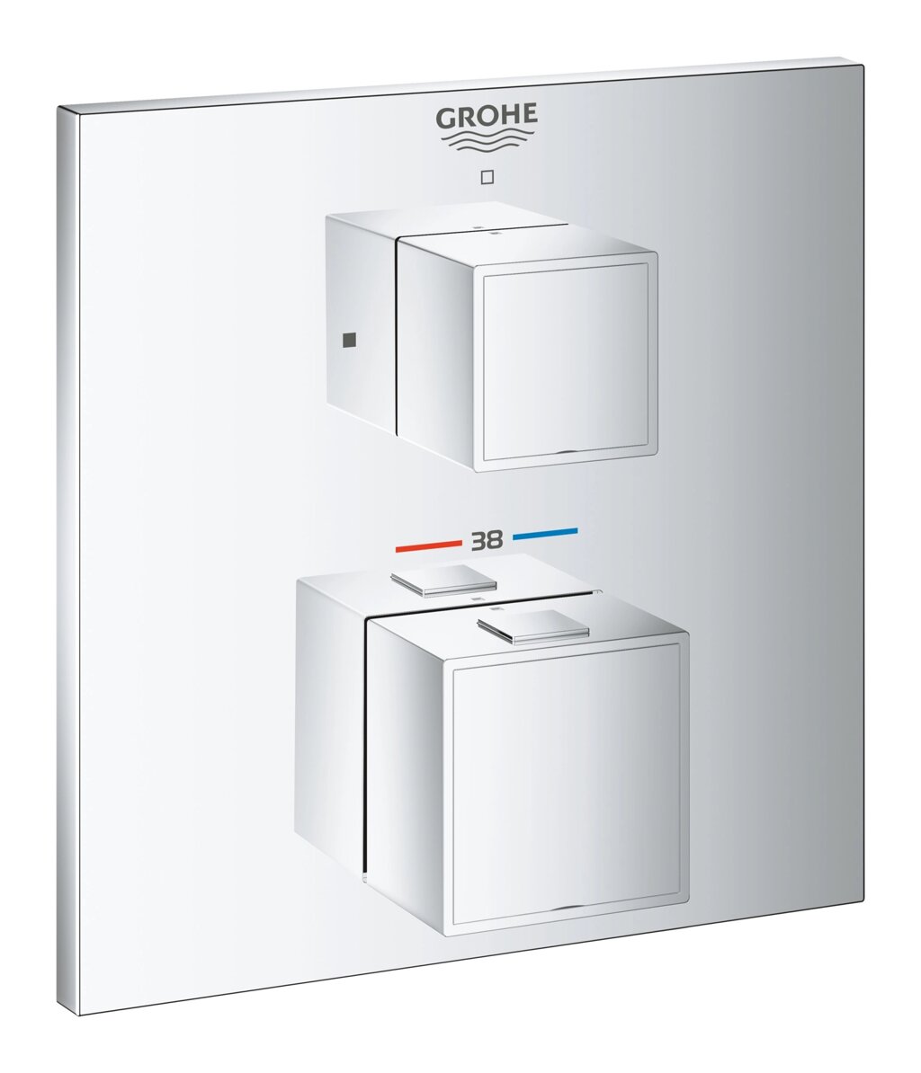 Внешняя часть термостататического смесителя для душа GROHE Grohtherm Cube, хром (24153000) от компании MetSnab - фото 1