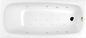 Акриловая ванна WHITECROSS Layla RELAX 180x80 см, с гидромассажем, с каркасом, со сливом-переливом, фурнитура золото 0102.180080.100. RELAX. GL