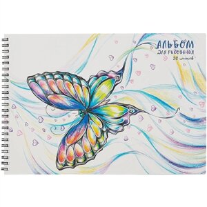 Альбом для рисования 20л А4 Бабочки спираль
