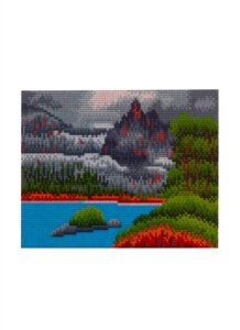 Алмазная мозаика с полным заполнением стразами, классическая Красивое озеро в горах, 22 х 32 см