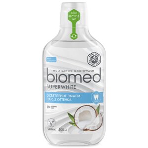 Антибактериальный ополаскиватель для полости рта бережное отбеливание BIOMED SUPERWHITE Кокос, 500 мл