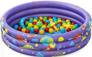 Бассейн Bestway детский надувной 102х25см "Галактика" с мячами и игрушками, 101л