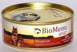 BioMenu Adult Консервы для Кошек мясной паштет с Ягненком